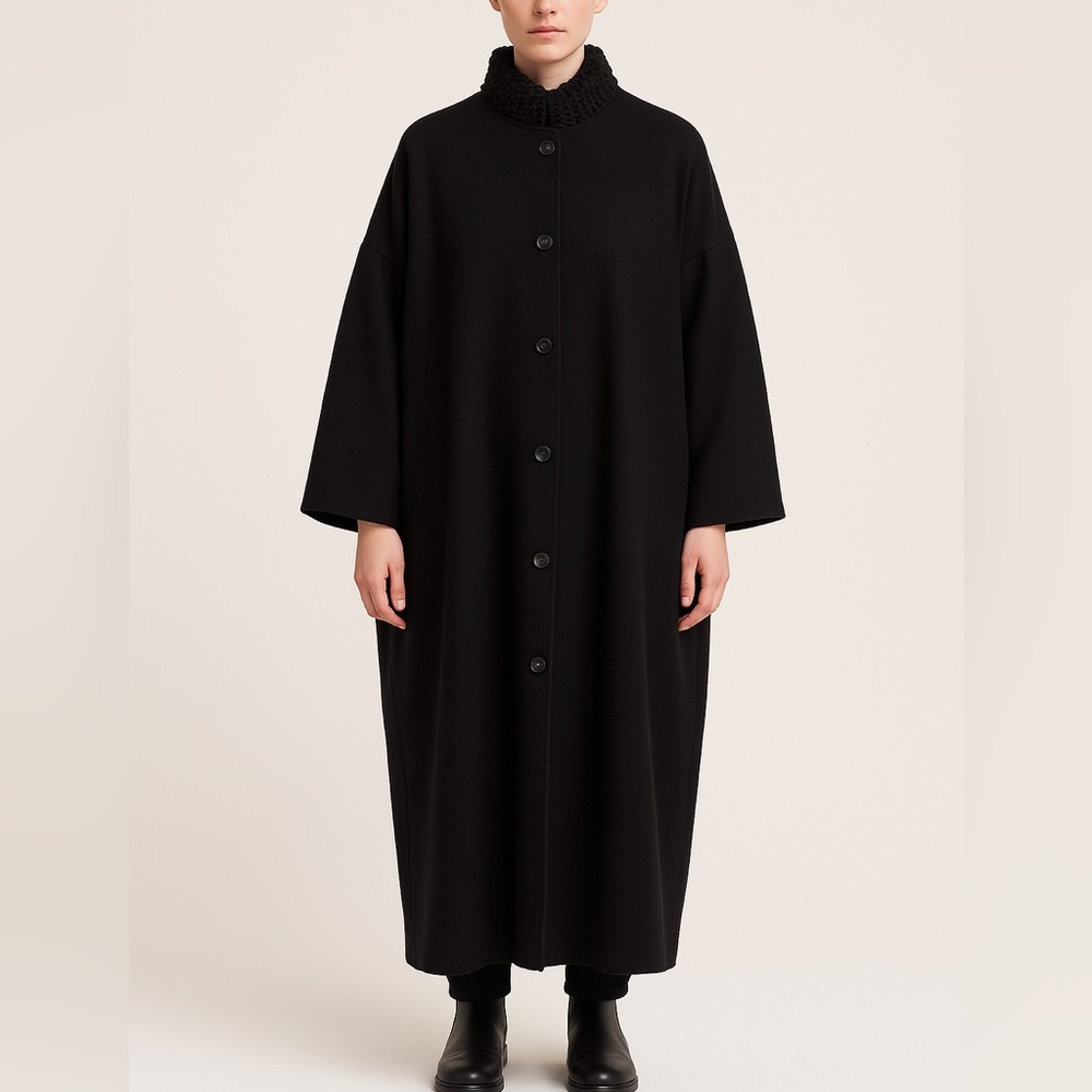 Eskandar Coat Jacket Long Baby Camel Lagenlook Oversized